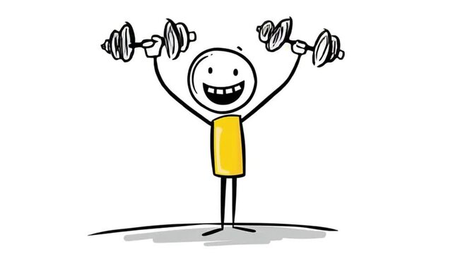 Animated Stick Figure Dumbbell Press Motion