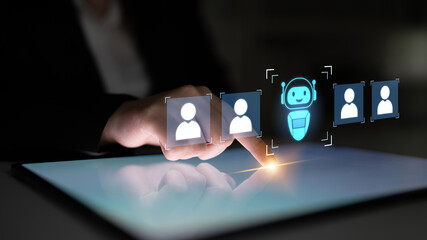 AI is selected to replace human employees, illustrating automation and workforce transformation...