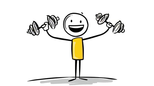 Stick Figure Continuous Dumbbell Curl Motion