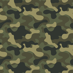 Woodland camouflage pattern green brown khaki vector