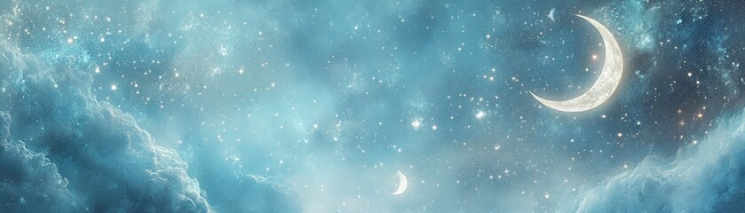 Obraz premium A serene night sky filled with soft moonlight.