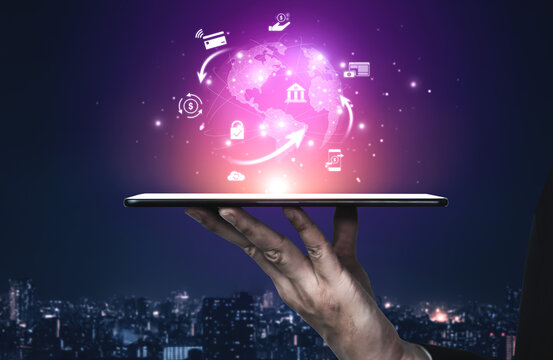Worldwide digital payment network showing secure financial transactions. Digital payment supports transfer, digital payment ensures security, boosts convenience, drives global finance. Vouch