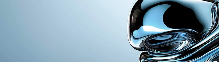 Abstract design of fluid forms in shades of blue.