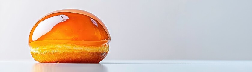 Single glazed donut against a plain background.