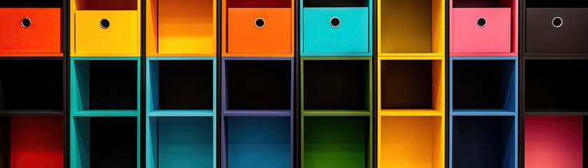 Colorful storage unit with vibrant hues.