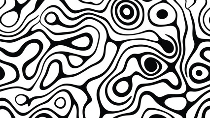 Abstract floral design with black lines and yellow circles on a white background art pattern