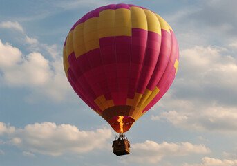 Fototapeta premium Multi colored hot air balloon gliding high up in the sky generated by AI 