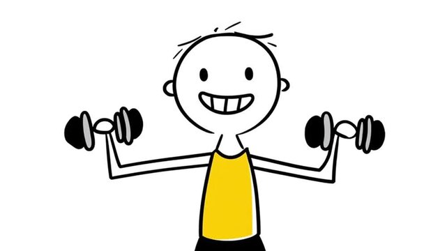 Cartoon Animation Dumbbell Lift Above Head