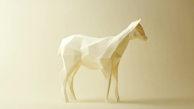 Origami creature stands quietly still