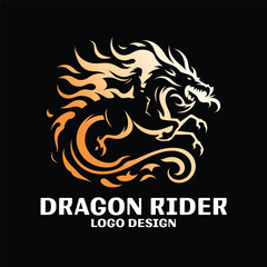 Dragon Rider Vector Logo Design