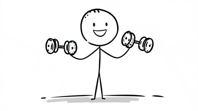 Simple Stick Figure Dumbbell Workout Animation