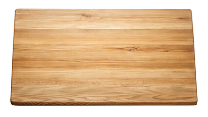 Fototapeta premium A rectangular wooden cutting board with a natural wood grain texture, isolated on a transparent background