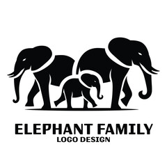 Elephant Family Vector Logo Design 