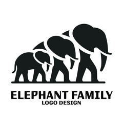 Elephant Family Vector Logo Design 