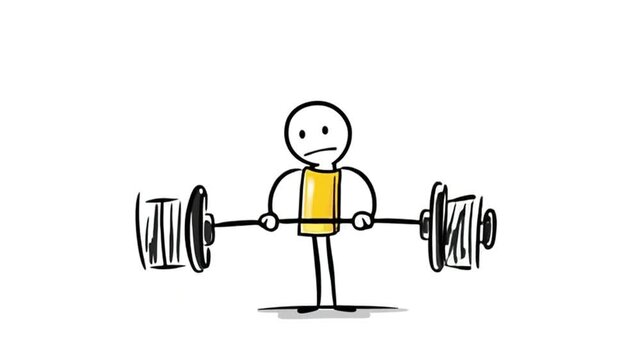 Animated Stick Figure Squat And Lift Sequence