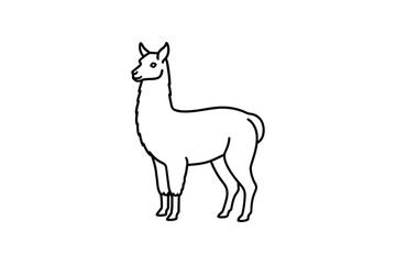 Fototapeta premium Elegant Llama Standing Profile with Graceful Posture Depicted in a Clean Minimalist Silhouette Style on a White Background silhouette