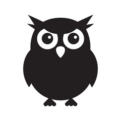 Fototapeta premium Silhouette Owl With Big Round Eyes