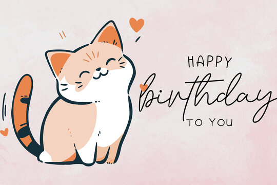 cat with a heart happy birthday
