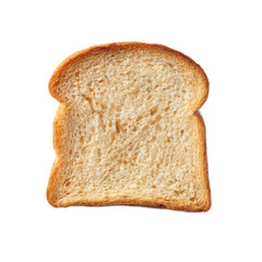 Slice of toast is shown on a white background