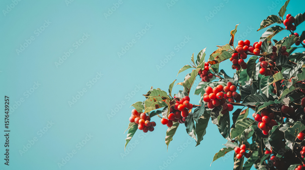 Poster tree with red berries on it