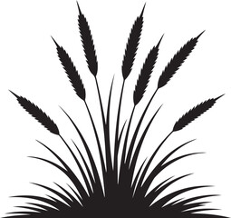 Naklejka premium Black silhouette of wheat stalks and grass blades against a white background