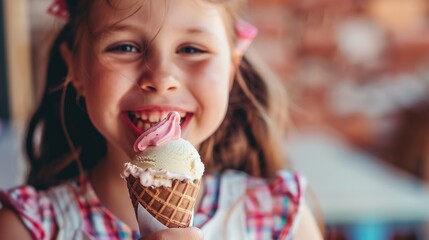 Frozen Delights: Tempting Handheld Ice Cream Shots – Swirled Soft-Serve Twists, Crunchy Cone Textures, Melting Drizzle Trails, and Vibrant Topping Sprinkles in Sunlit Photography for Dessert Shops