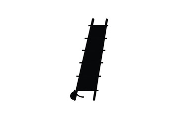Isolated Black and White Illustration of a Folding Stretcher Emergency Medical Equipment in a Silhouette Style on a White Background silhouette