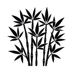 Fototapeta premium Bamboo stalks with leaves botanical plant design silhouette vector illustration
