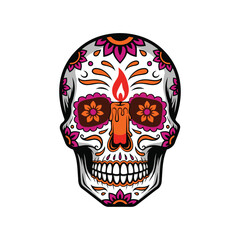 Mexican Festival Skull For Dia De Los Muertos 3 Vector Illustration
