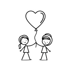 Cute Love Couple Cartoon Friendship Illustration Vector Illustration
