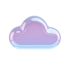 Obraz premium cloud computing icon, 3d render gradient blue glass cloud, cutout png 