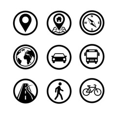 Travel icons vector set: flat web button design elements and symbols