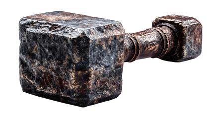 Stone texture dumbbell on a transparent background for fitness concepts