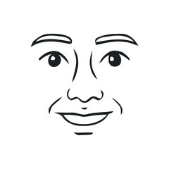 Simple Line Drawing of a Smiling Male Face Illustration