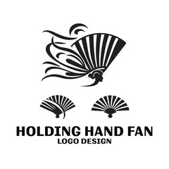 Holding Hand Fan Vector Logo Design 