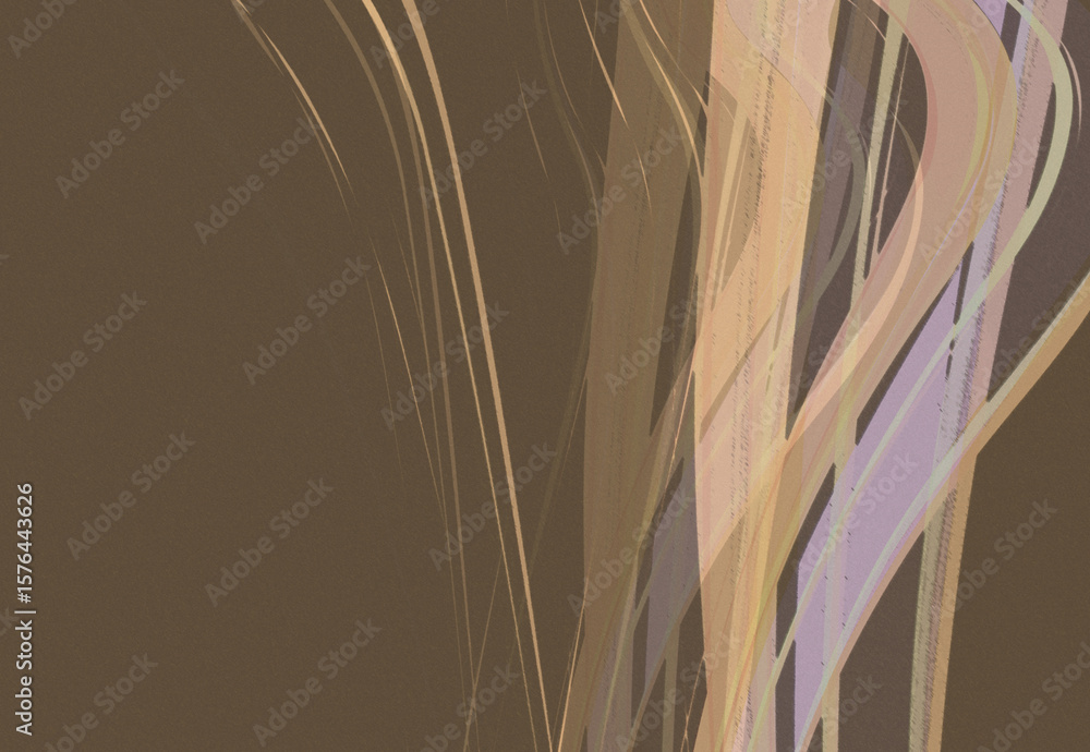Poster abstract design featuring a light color backdrop with intersecting stylized linear patterns and text