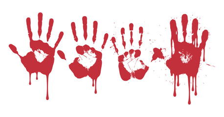 Bloody Handprints on White Background Horror Theme Halloween Design