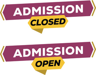 Admission Status Banners: Open and Closed Vector Icons