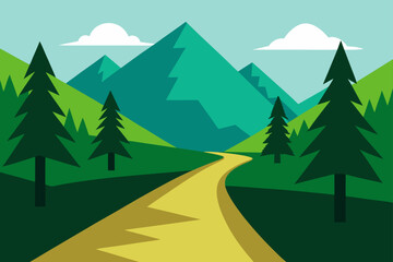 road to the mountains in the forest