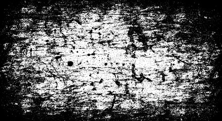 Distressed Black and White Grunge Texture with Cracks and Splatter.