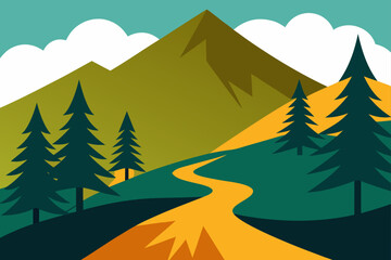 Fototapeta premium mountain-biking-trail-through-forest-at-the-mounta