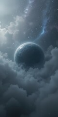 Celestial Body Surrounded by Clouds in a Dreamy Atmosphere