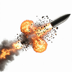 A rocket mid-explosion in slow motion