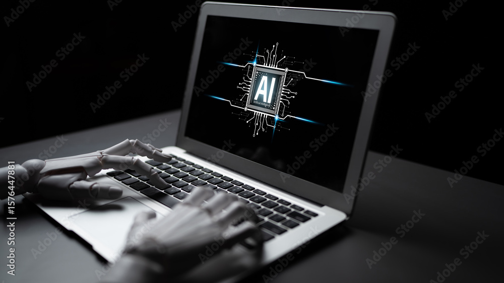 Poster ai assistant brain processor with llm technology, big data, machine learning, generative ai for busi