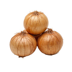 Golden onions trio isolated against transparent backdrop, a culinary arrangement, ready for