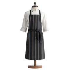 Chef's apron with a black and white striped pattern