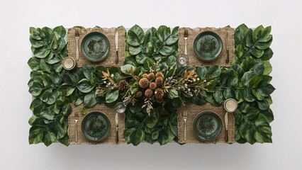 Photo of a desk decorated with natural elements showcasing earthy tones organic textures and a calming aesthetic for a serene workspace