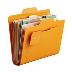 Yellow folder with a green and orange tab