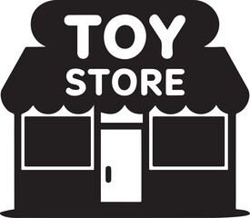 A toy store front silhouette vector illustration. 