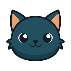 Kawaii Cat Face Logo | Adorable Cartoon Animal Head Vector
